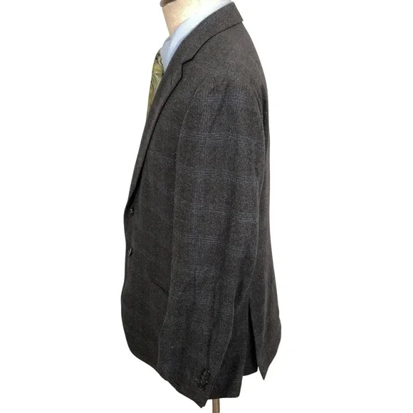 Joseph Abboud Blazer Mens 44S Gray Blue Plaid Heritage Tollegno 1900 Wool Italy